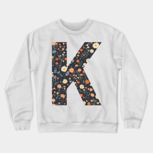 A vintage flower pattern filling the letter K Crewneck Sweatshirt